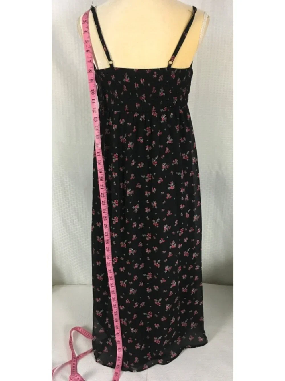 No Boundaries Dress Size M  Black w Pink Red Flowers High Waist Sleeveless New - Picture 13 of 16